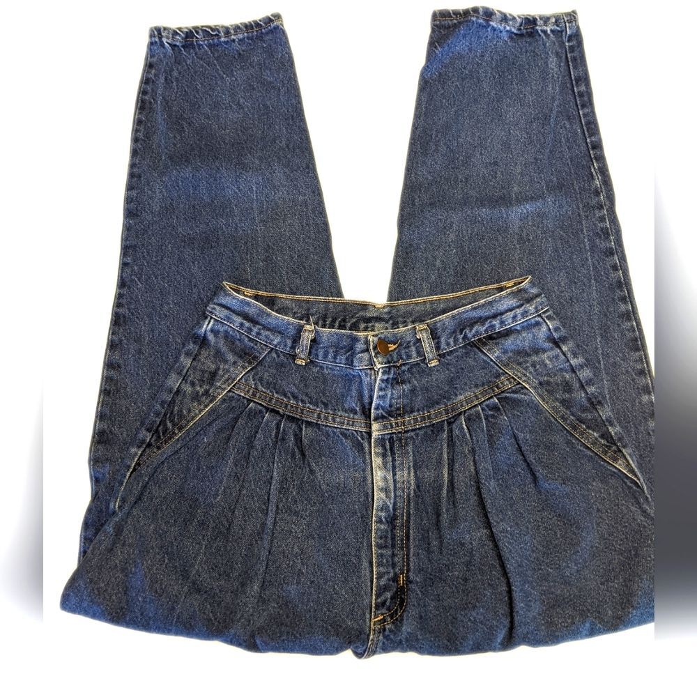 Boca Chica vintage pleated front Mom jeans, indigo blue, 100% cotton 32 - Picture 2 of 8